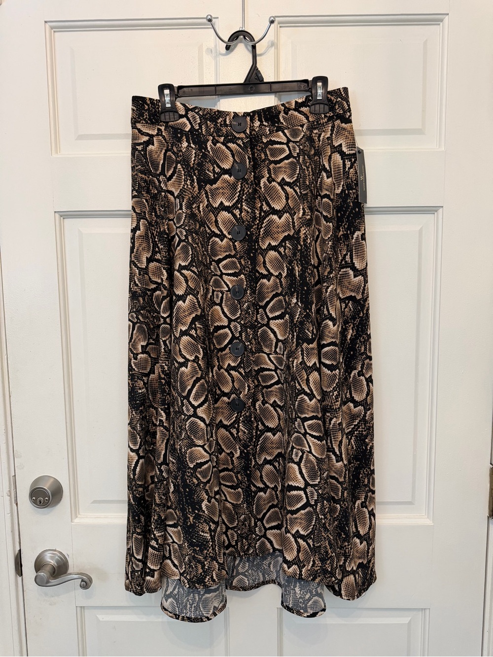 Worthington Snake-Print Button-Front Midi Skirt - Brown, Black
